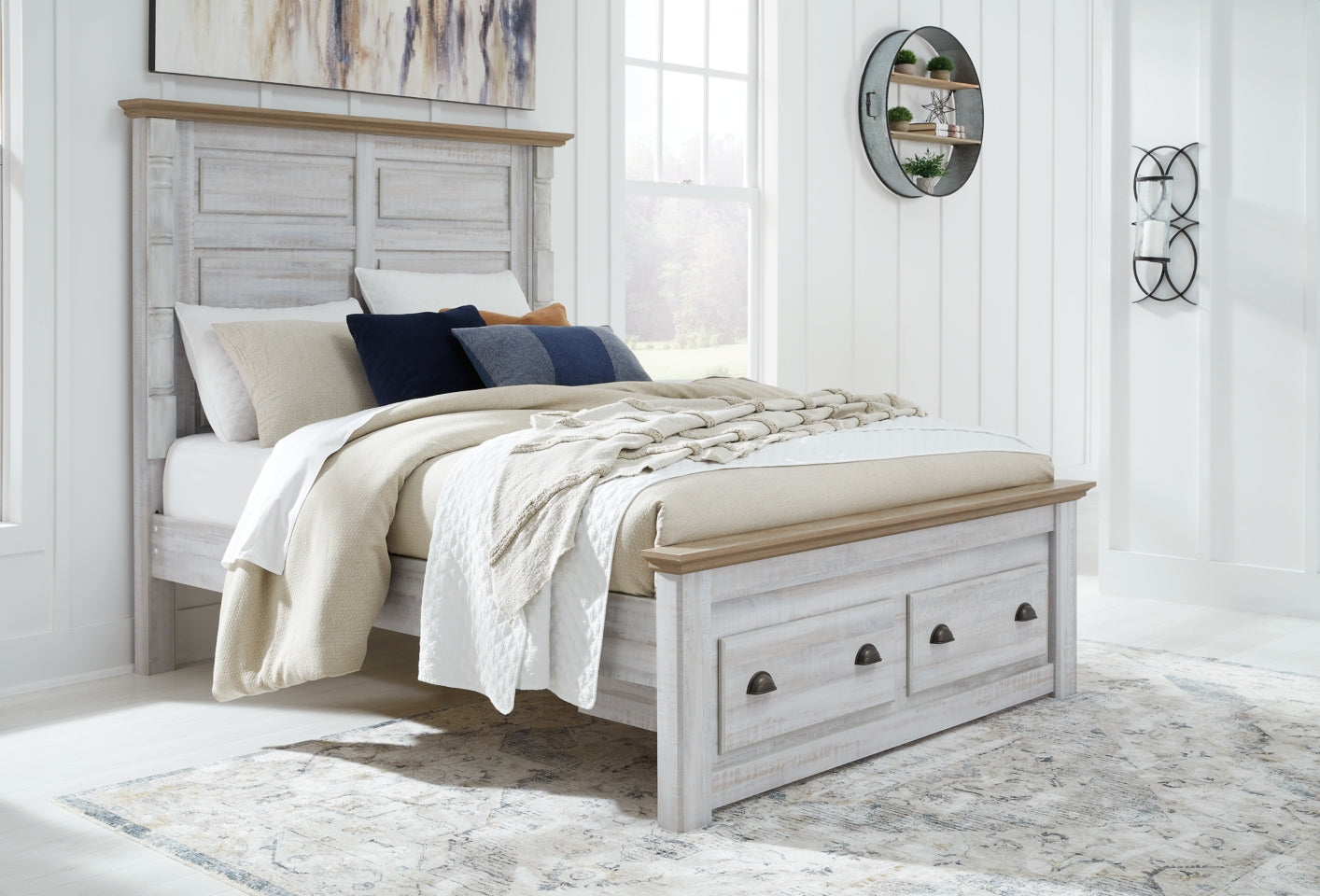 Haven Bay Queen Panel Storage Bed with Mirrored Dresser, Chest and 2 Nightstands - MyWaynesHome #