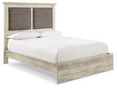 Cambeck King Upholstered Panel Bed with Mirrored Dresser - MyWaynesHome #