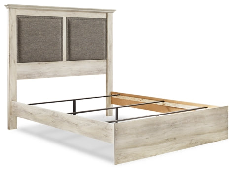 Cambeck King Upholstered Panel Bed with Mirrored Dresser - MyWaynesHome #