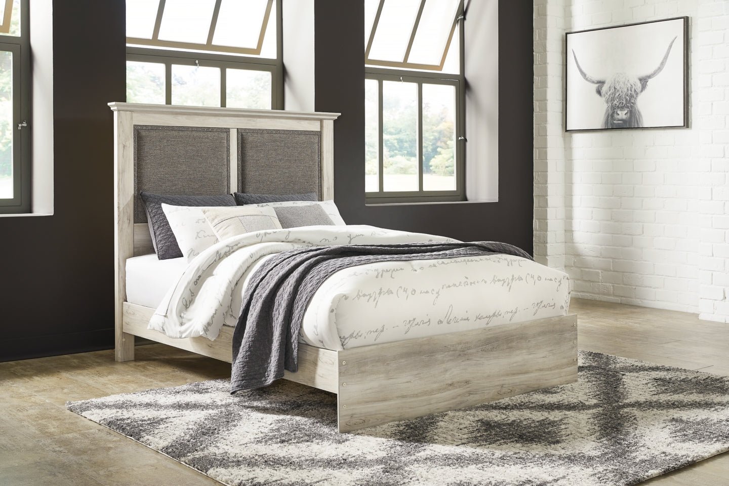 Cambeck Queen Upholstered Panel Bed with Dresser - MyWaynesHome #