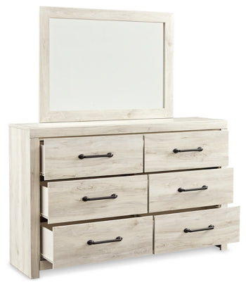 Cambeck King Upholstered Panel Bed with Mirrored Dresser - MyWaynesHome #