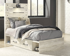 Cambeck Twin Panel Bed with 4 Storage Drawers with Mirrored Dresser and Chest - MyWaynesHome #