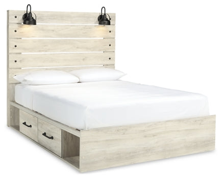 Cambeck Twin Panel Bed with 2 Storage Drawers with Mirrored Dresser, Chest and 2 Nightstands - MyWaynesHome #