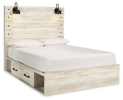 Cambeck Twin Panel Bed with 4 Storage Drawers with Mirrored Dresser and Chest - MyWaynesHome #