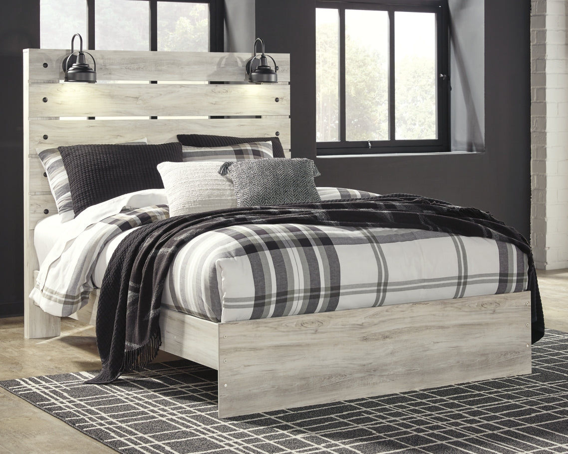 Cambeck King Panel Bed with Mirrored Dresser and Chest - MyWaynesHome #