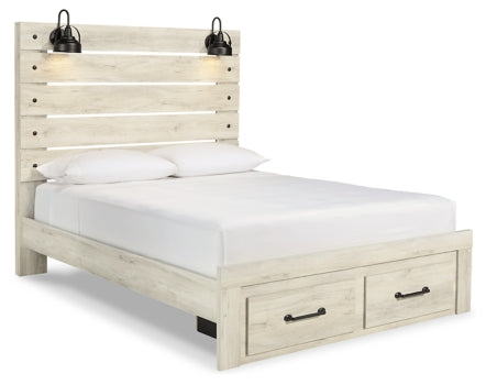 Cambeck King Panel Bed with 2 Storage Drawers with Mirrored Dresser, Chest and 2 Nightstands - MyWaynesHome #