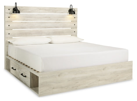 Cambeck Full Panel Bed with 4 Storage Drawers with Mirrored Dresser, Chest and 2 Nightstands - MyWaynesHome #