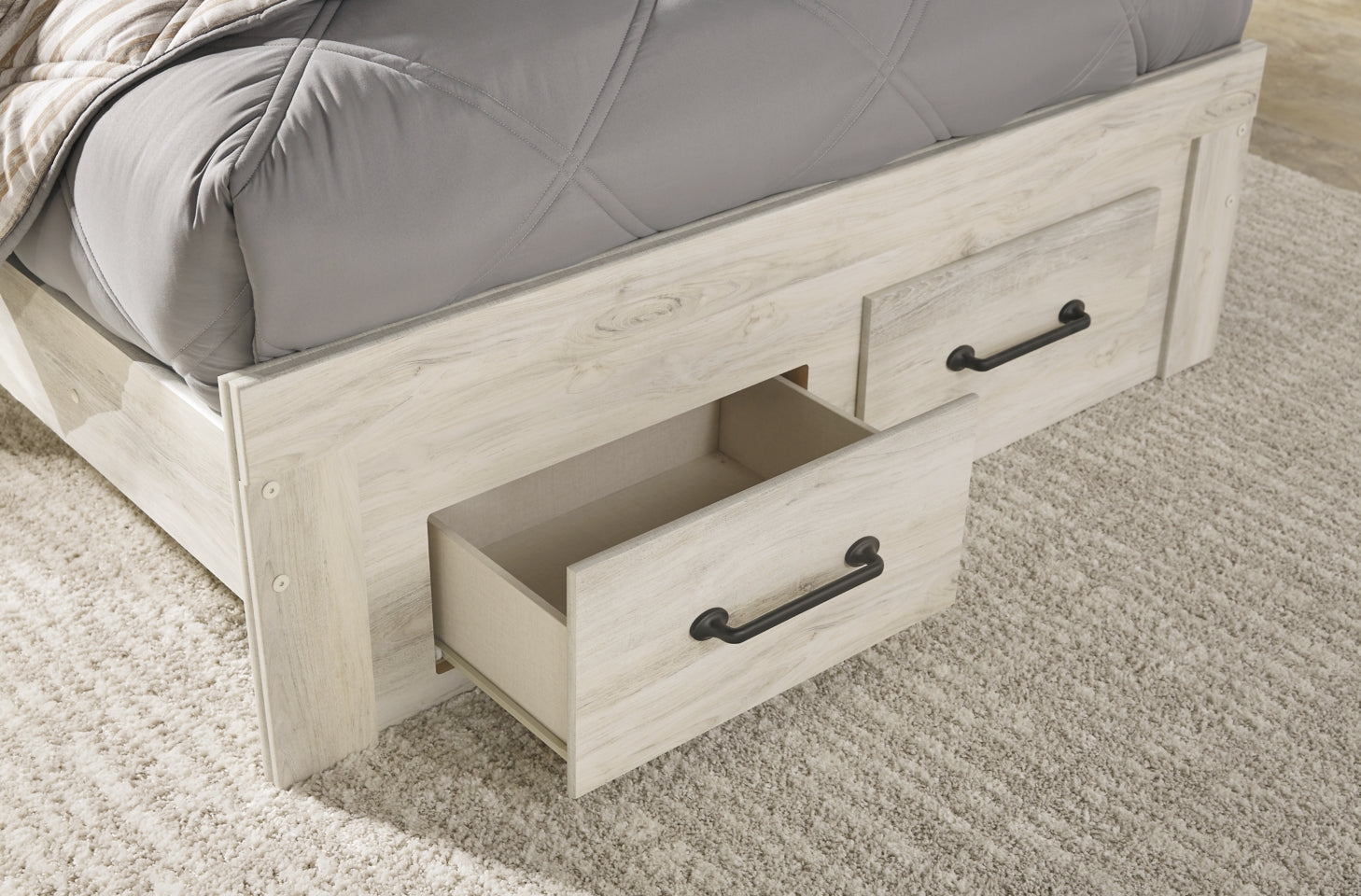 Cambeck Full Panel Bed with 2 Storage Drawers with Mirrored Dresser - MyWaynesHome #