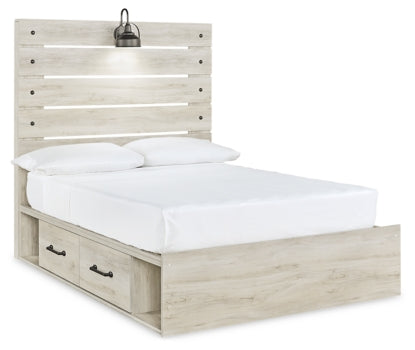 Cambeck Full Panel Bed with 4 Storage Drawers with Mirrored Dresser, Chest and 2 Nightstands - MyWaynesHome #