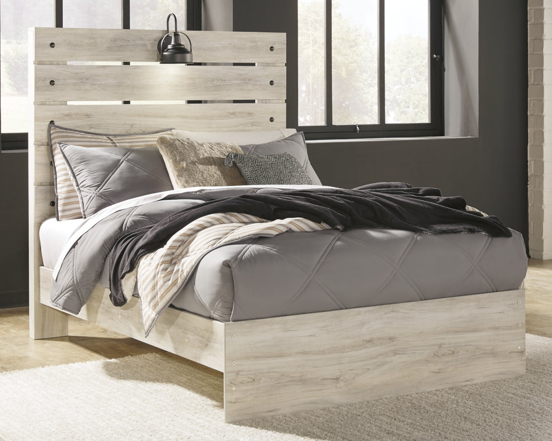 Cambeck King Panel Bed with Mirrored Dresser and Chest - MyWaynesHome #