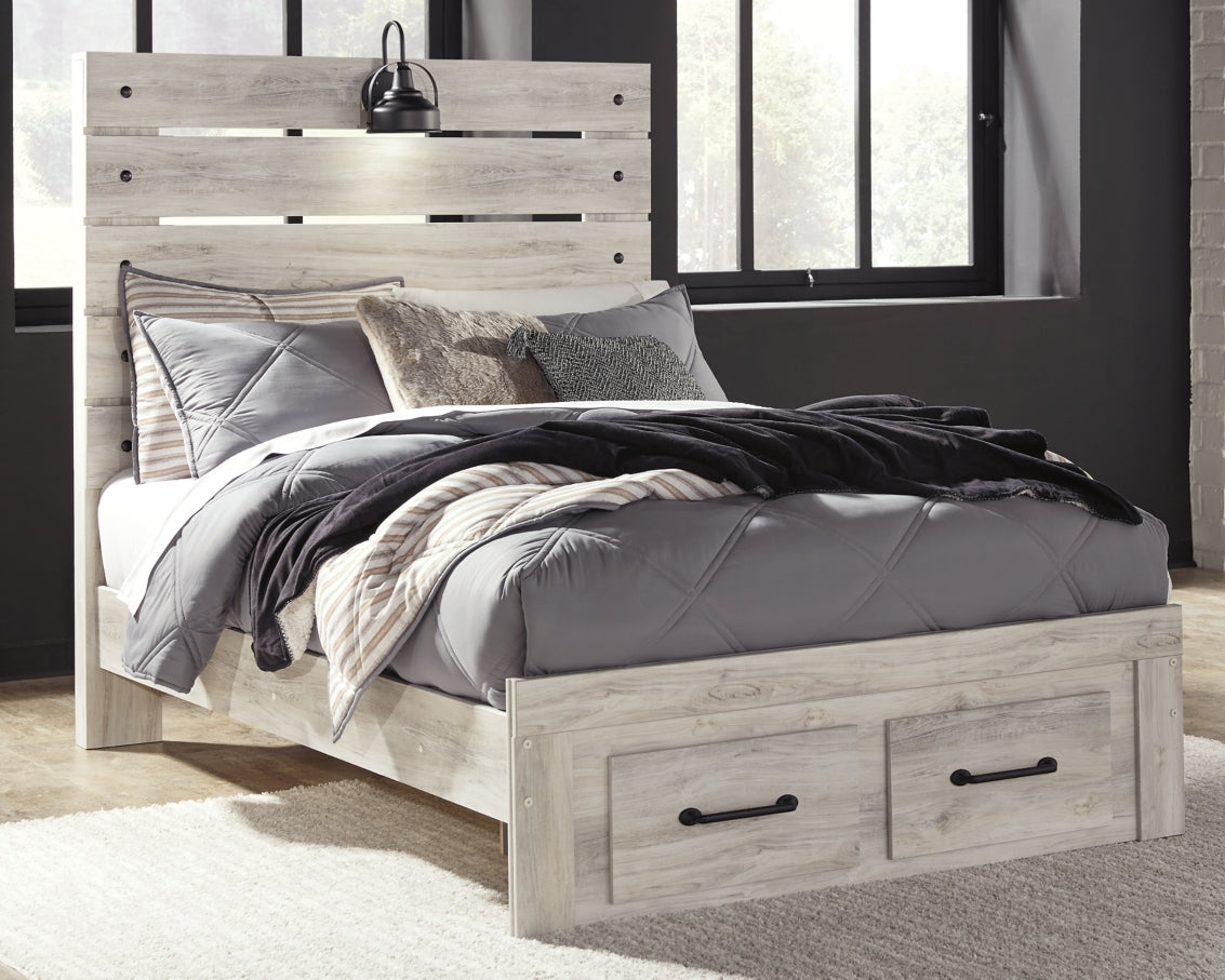 Cambeck Full Panel Bed with 2 Storage Drawers with Mirrored Dresser - MyWaynesHome #