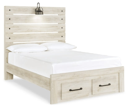 Cambeck Queen Panel Bed with 4 Storage Drawers with Mirrored Dresser, Chest and Nightstand - MyWaynesHome #