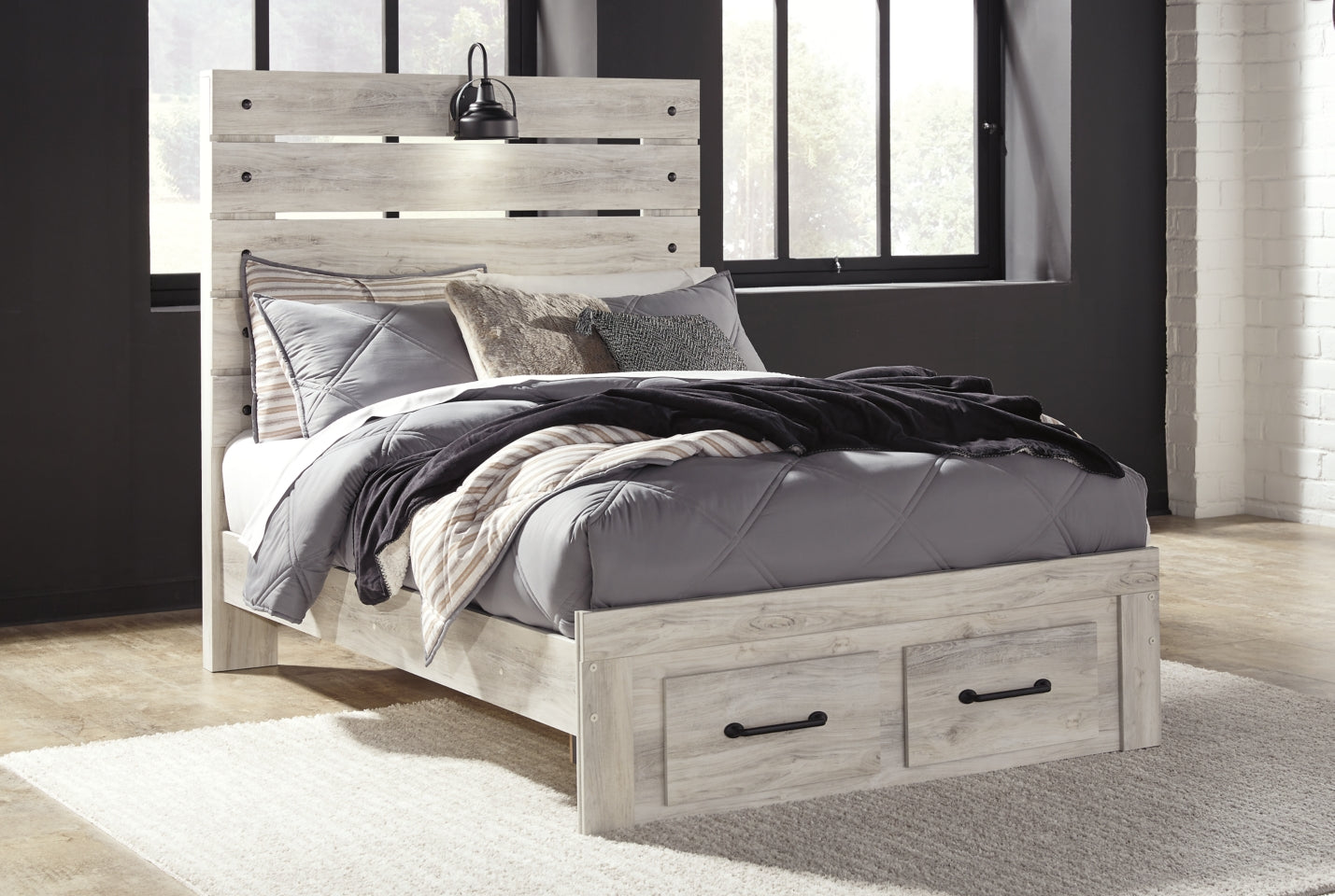 Cambeck King Panel Bed with 2 Storage Drawers with Dresser - MyWaynesHome #