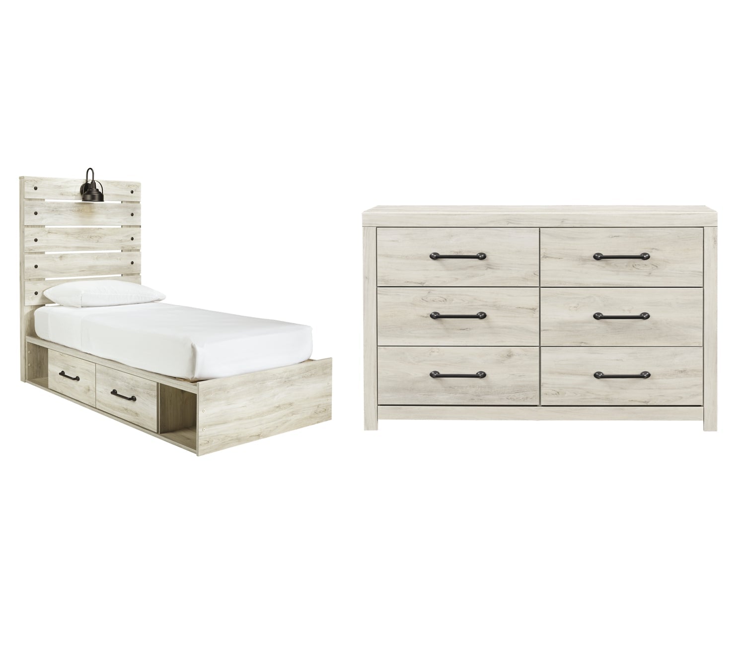 Cambeck Twin Panel Bed with 2 Storage Drawers with Dresser - MyWaynesHome #