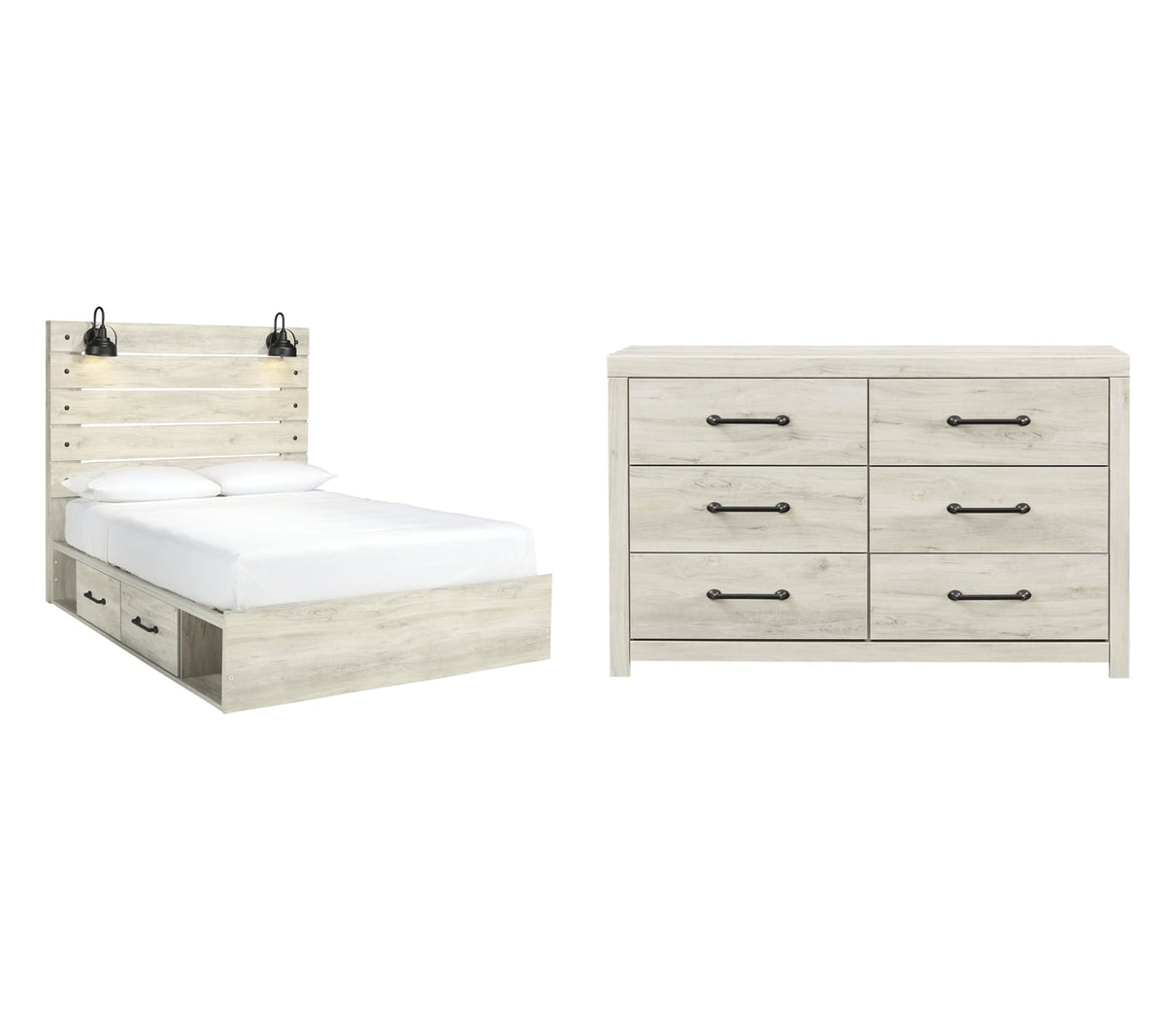 Cambeck Twin Panel Bed with 2 Storage Drawers with Dresser - MyWaynesHome #