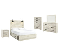 Cambeck Twin Panel Bed with 2 Storage Drawers with Mirrored Dresser, Chest and Nightstand - MyWaynesHome #