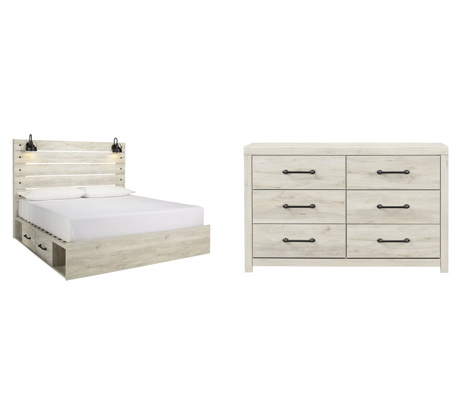 Cambeck Twin Panel Bed with 2 Storage Drawers with Dresser - MyWaynesHome #