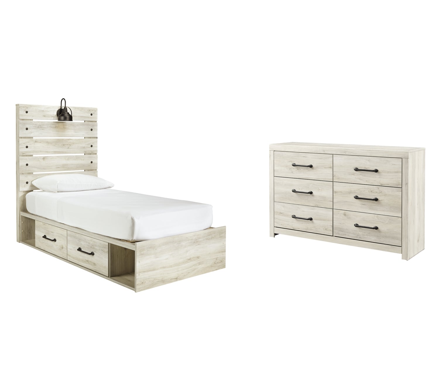 Cambeck Twin Panel Bed with 4 Storage Drawers with Dresser - MyWaynesHome #