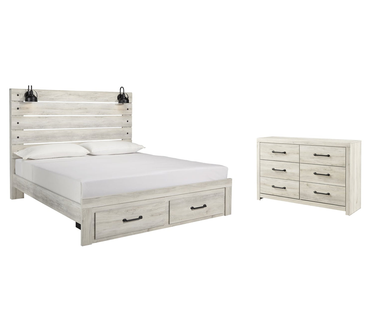 Cambeck King Panel Bed with 2 Storage Drawers with Dresser - MyWaynesHome #