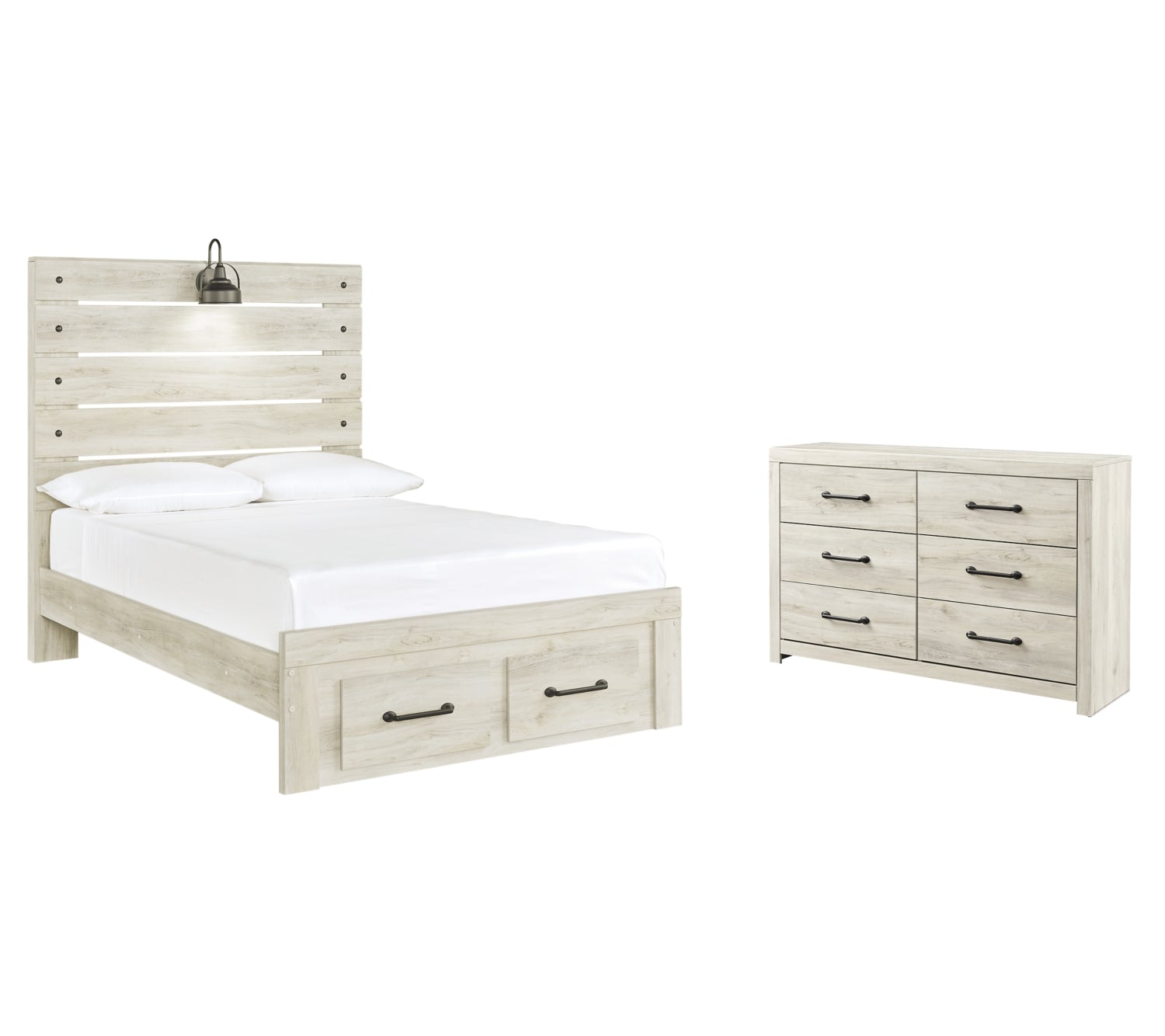 Cambeck King Panel Bed with 2 Storage Drawers with Dresser - MyWaynesHome #