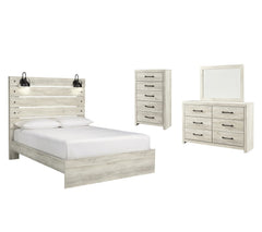 Cambeck King Panel Bed with Mirrored Dresser and Chest - MyWaynesHome #