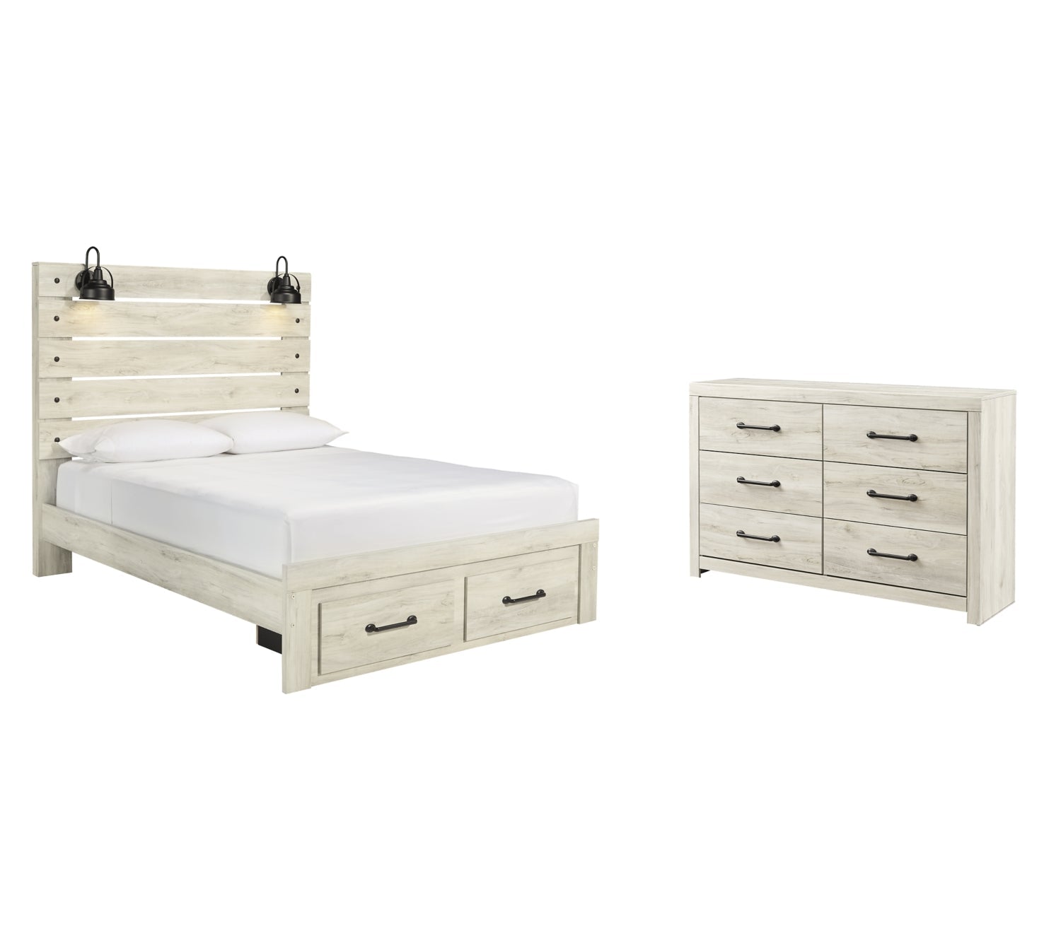 Cambeck King Panel Bed with 2 Storage Drawers with Dresser - MyWaynesHome #