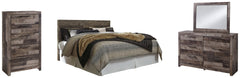 Derekson King Panel Headboard Bed with Mirrored Dresser and Chest