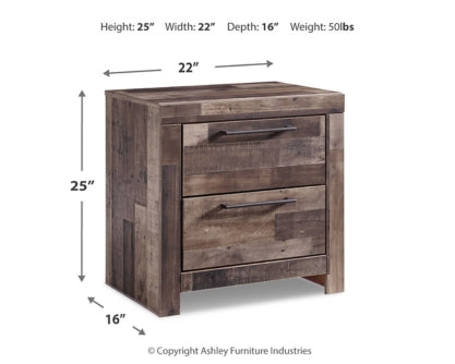 Derekson Queen Panel Bed with 2 Storage Drawers with Mirrored Dresser and Nightstand - MyWaynesHome #