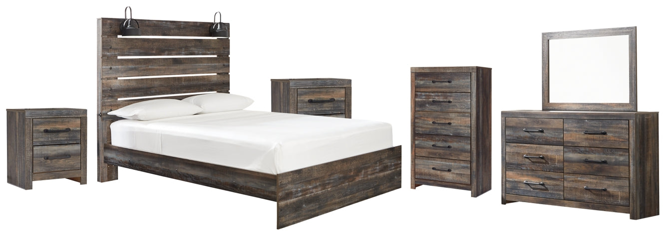 Drystan Full Panel Bed with Mirrored Dresser, Chest and 2 Nightstands - MyWaynesHome #