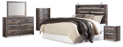 Drystan King Panel Headboard Bed with Mirrored Dresser, Chest and Nightstand - MyWaynesHome #