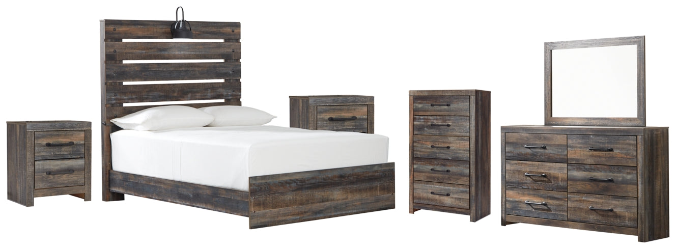 Drystan Full Panel Bed with Mirrored Dresser, Chest and 2 Nightstands - MyWaynesHome #