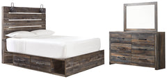 Drystan Twin Panel Bed with 2 Storage Drawers with Mirrored Dresser - MyWaynesHome #