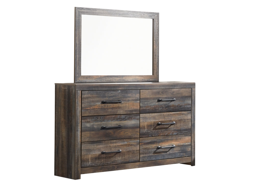 Drystan King Bookcase Bed with 2 Storage Drawers with Mirrored Dresser, Chest and Nightstand - PKG003381