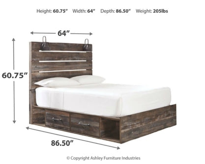 Drystan Twin Panel Bed with 2 Storage Drawers with Mirrored Dresser - MyWaynesHome #