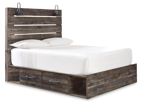 Drystan Twin Panel Bed with 2 Storage Drawers with Mirrored Dresser - MyWaynesHome #