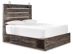 Drystan Twin Panel Bed with 2 Storage Drawers with Mirrored Dresser - MyWaynesHome #