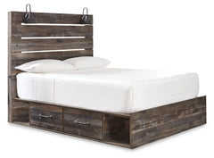 Drystan Queen Panel Bed with 2 Storage Drawers with Dresser - PKG003167
