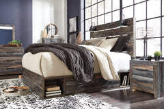 Drystan Twin Panel Bed with 2 Storage Drawers with Mirrored Dresser - MyWaynesHome #