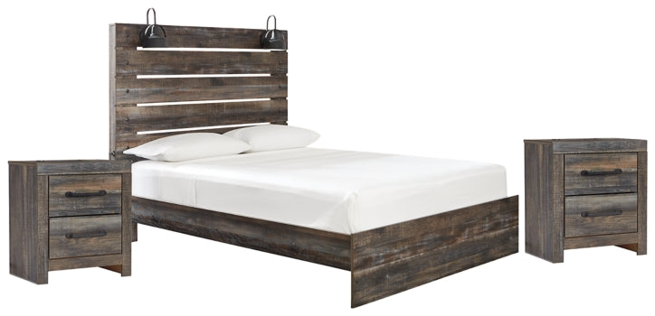 Drystan Queen Panel Bed with 2 Nightstands - MyWaynesHome #