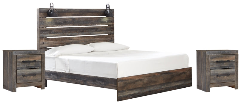 Drystan Queen Panel Bed with 2 Nightstands - MyWaynesHome #