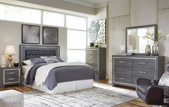 Lodanna Queen/Full Upholstered Panel Headboard Bed with Mirrored Dresser, Chest and Nightstand
