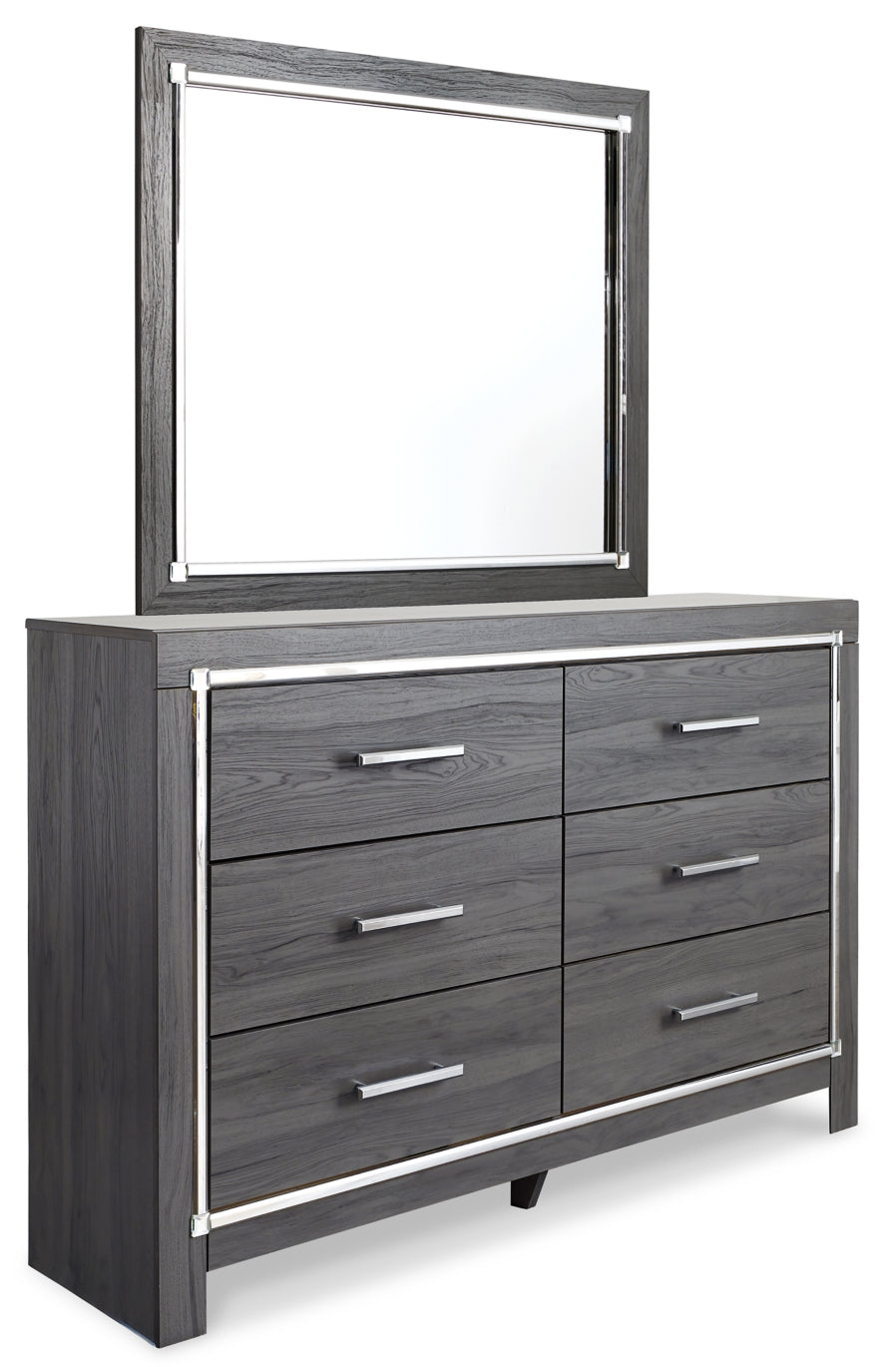 Lodanna King Panel Bed with 2 Storage Drawers with Mirrored Dresser and 2 Nightstands - PKG003568