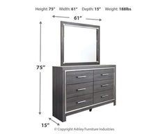 Lodanna Queen Panel Bed with 2 Storage Drawers with Mirrored Dresser and 2 Nightstands - PKG003584