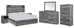 Baystorm King Panel Bed with Mirrored Dresser, Chest and 2 Nightstands - MyWaynesHome #