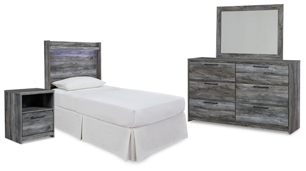 Baystorm Twin Panel Headboard with Mirrored Dresser and Nightstand - MyWaynesHome #