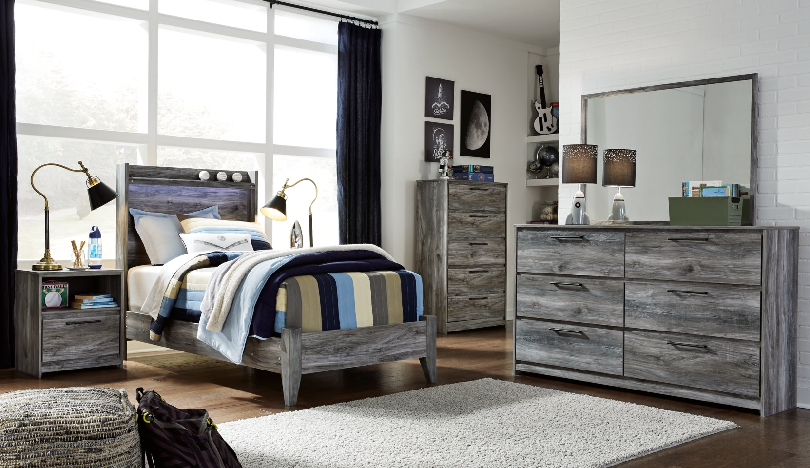 Baystorm Twin Panel Bed with Dresser - MyWaynesHome #