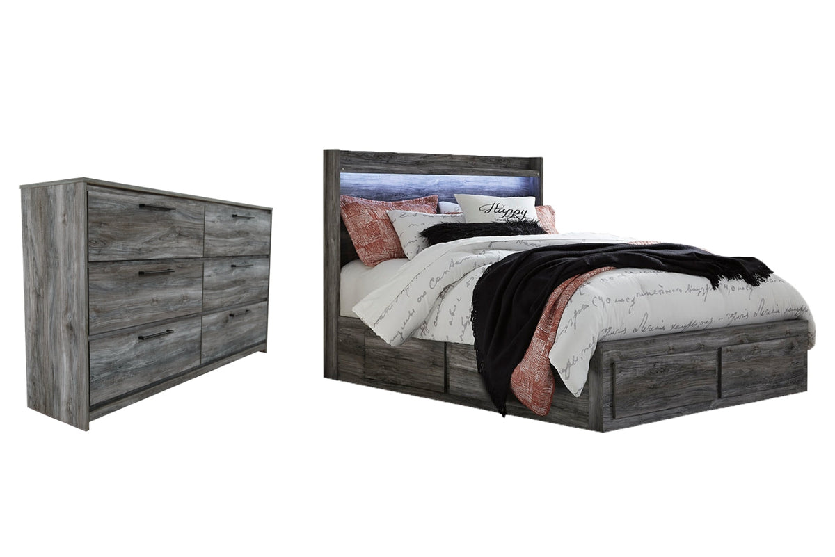 Baystorm Queen Panel Bed with 4 Storage Drawers with Dresser - MyWaynesHome #