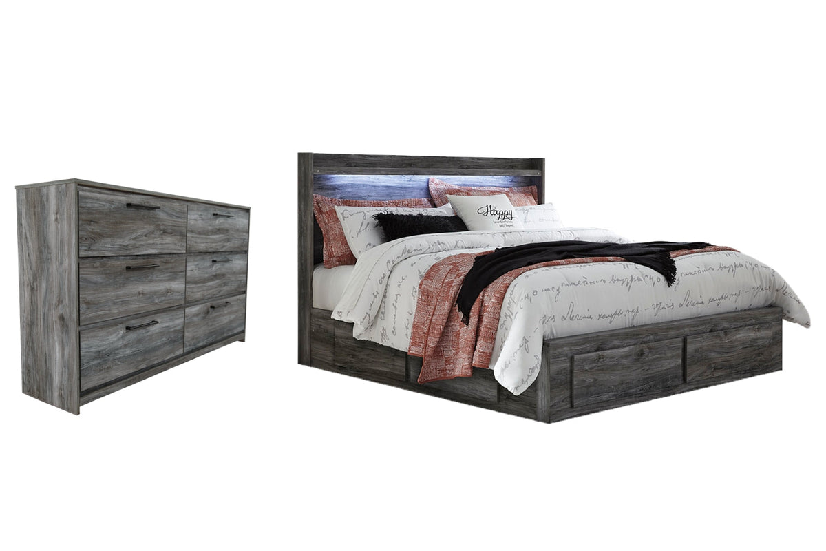 Baystorm King Panel Bed with 4 Storage Drawers with Dresser - MyWaynesHome #