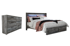 Baystorm King Panel Bed with 2 Storage Drawers with Dresser - MyWaynesHome #