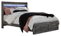 Baystorm Queen Panel Bed with 2 Storage Drawers with Mirrored Dresser and Nightstand - MyWaynesHome #